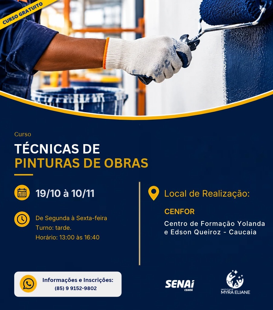 Cenfor abre inscrições para curso gratuito de Técnicas de Pinturas de Obras